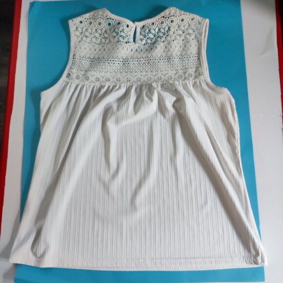 Oxygen blouse lase shoulder white women's size S - Picture 4 of 8